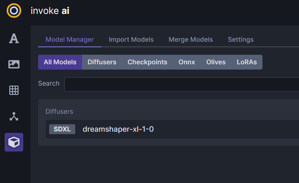 Screenshot of the model manager