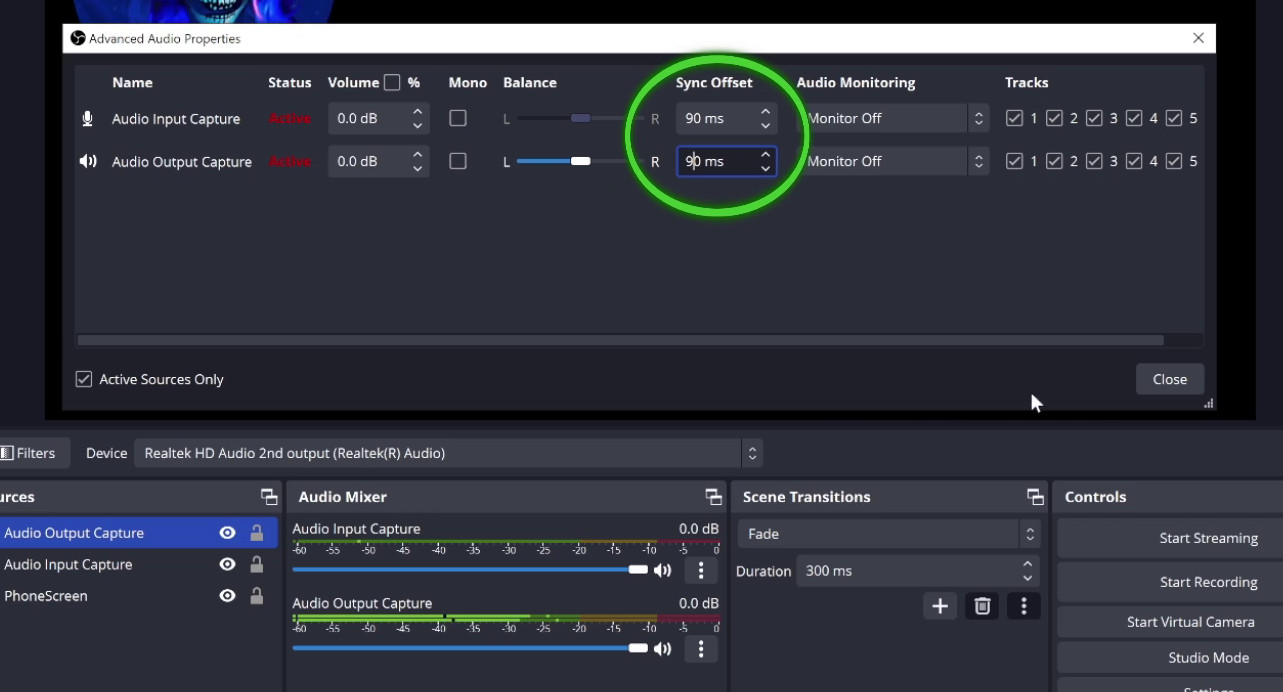 Changing the audio delay