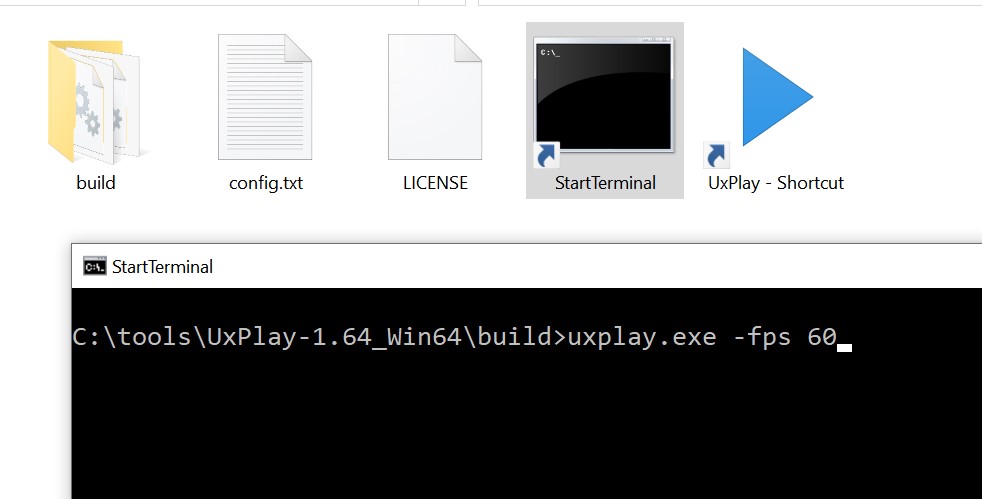 UxPlay starting from command line